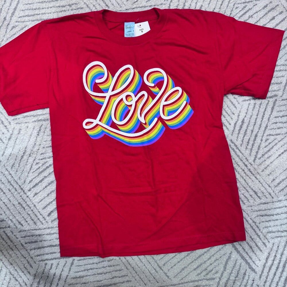 NWT - Red Pride Love Tee, Short Sleeve - Youth S